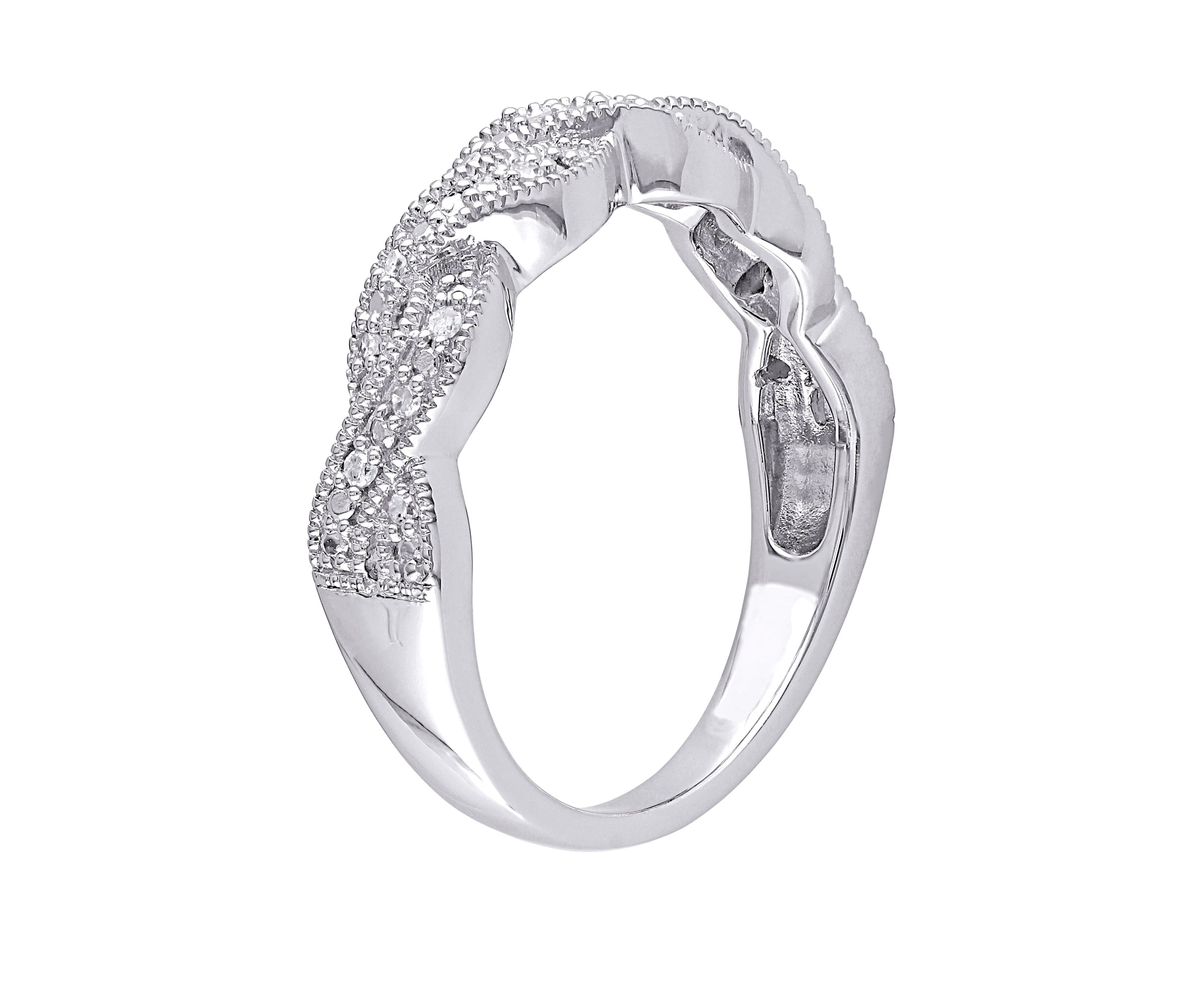 Diamond Twist Ring in Sterling Silver