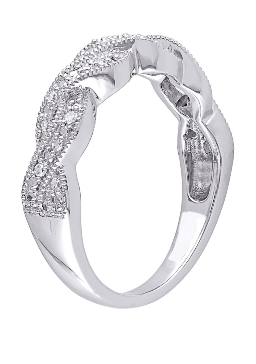 Diamond Twist Ring in Sterling Silver