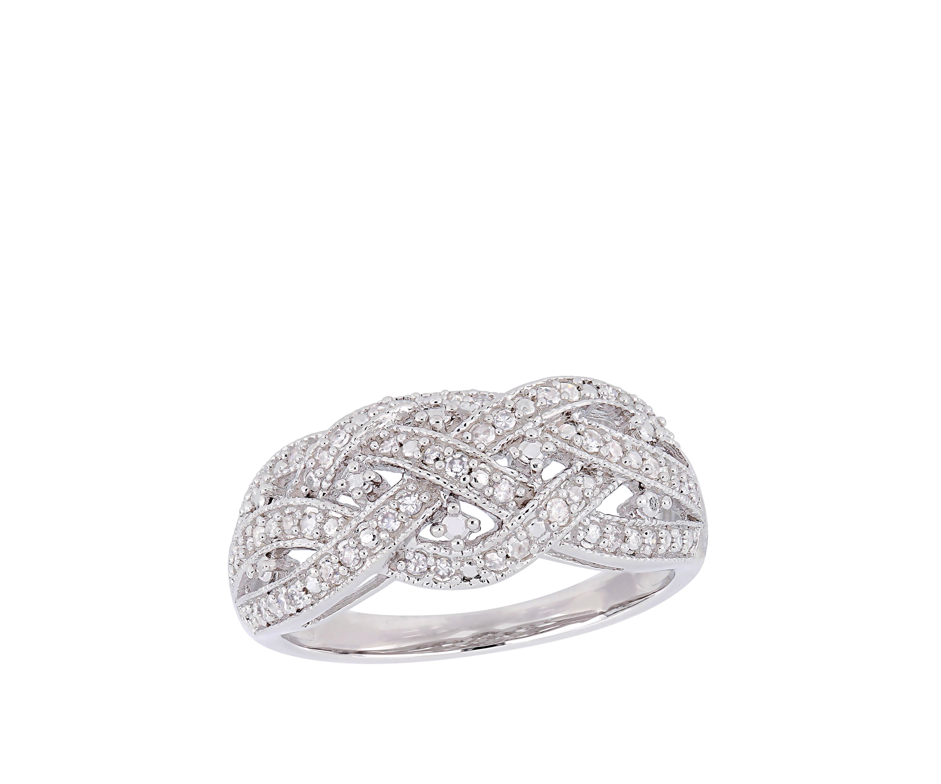 Diamond Entwined Ring in Sterling Silver
