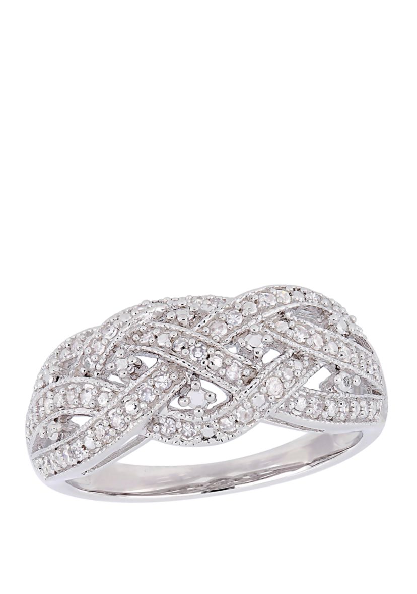 Diamond Entwined Ring in Sterling Silver