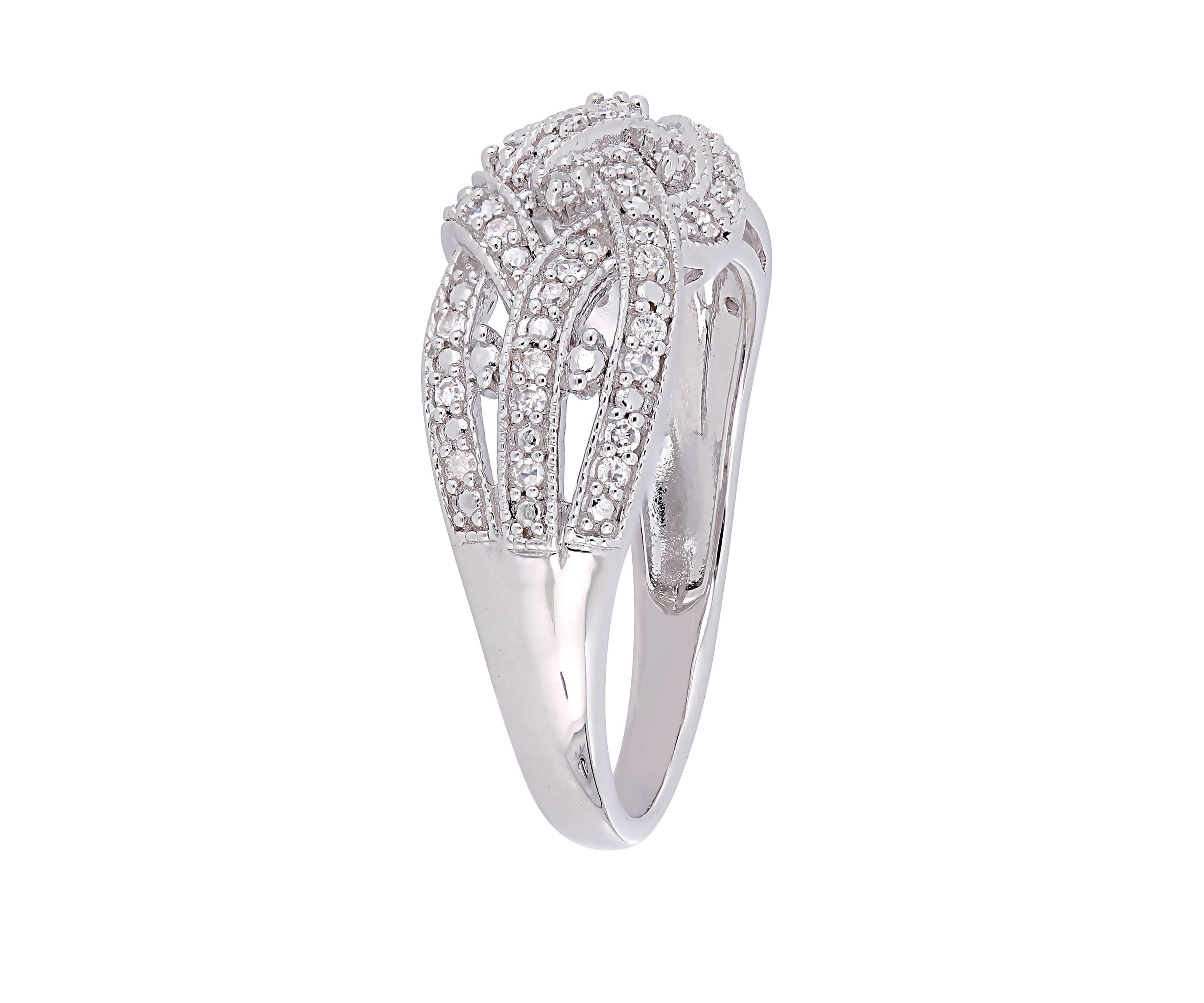 Diamond Entwined Ring in Sterling Silver