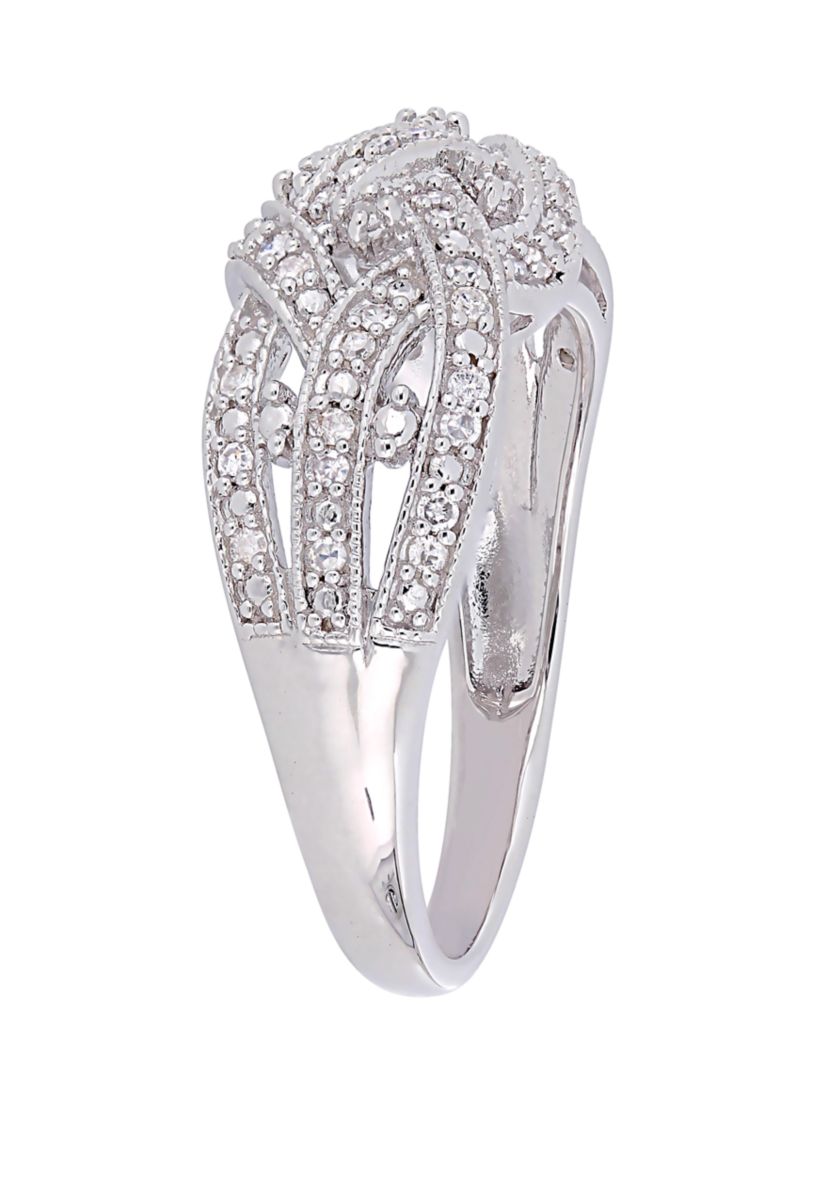 Diamond Entwined Ring in Sterling Silver