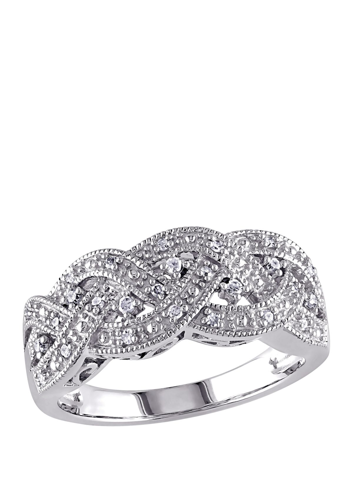 Diamond Braided Ring in Sterling Silver