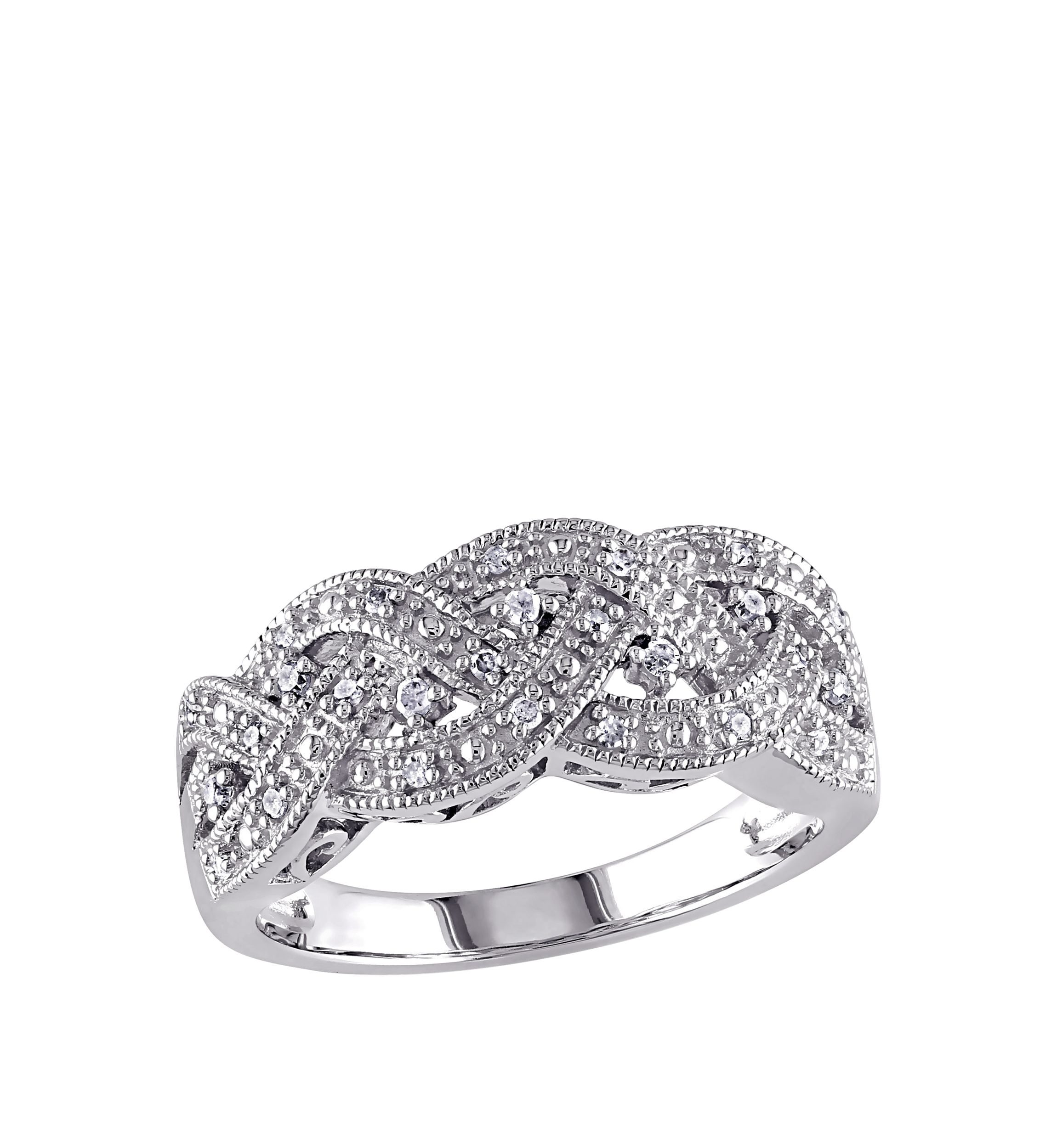 Diamond Braided Ring in Sterling Silver