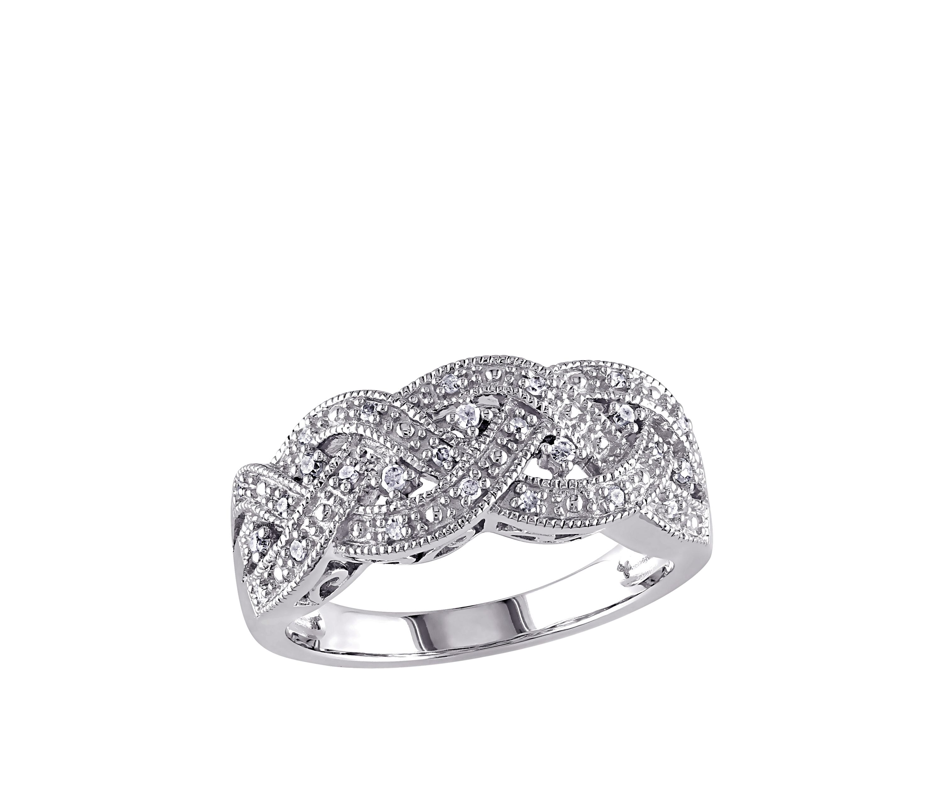 Diamond Braided Ring in Sterling Silver