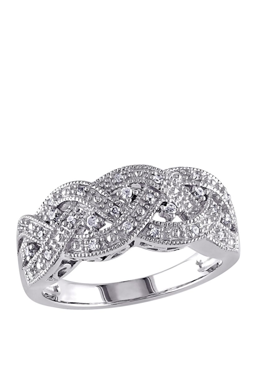 Diamond Braided Ring in Sterling Silver