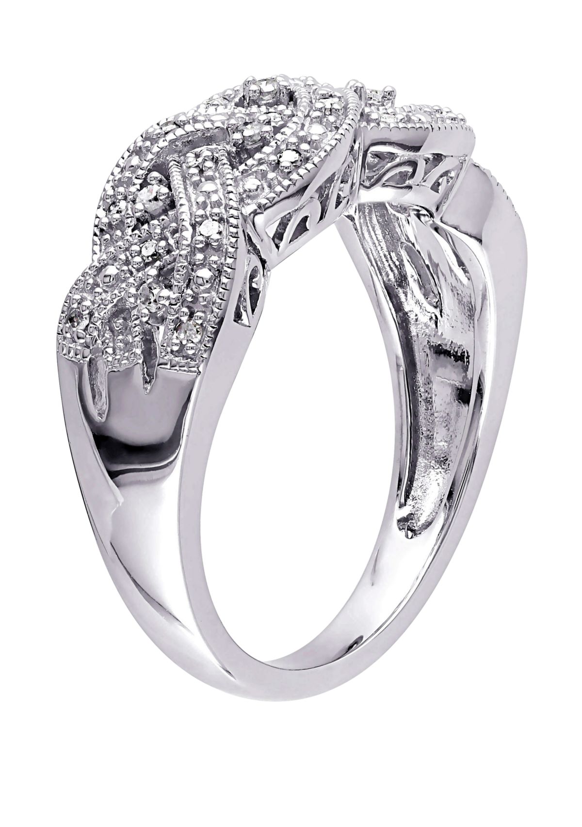 Diamond Braided Ring in Sterling Silver