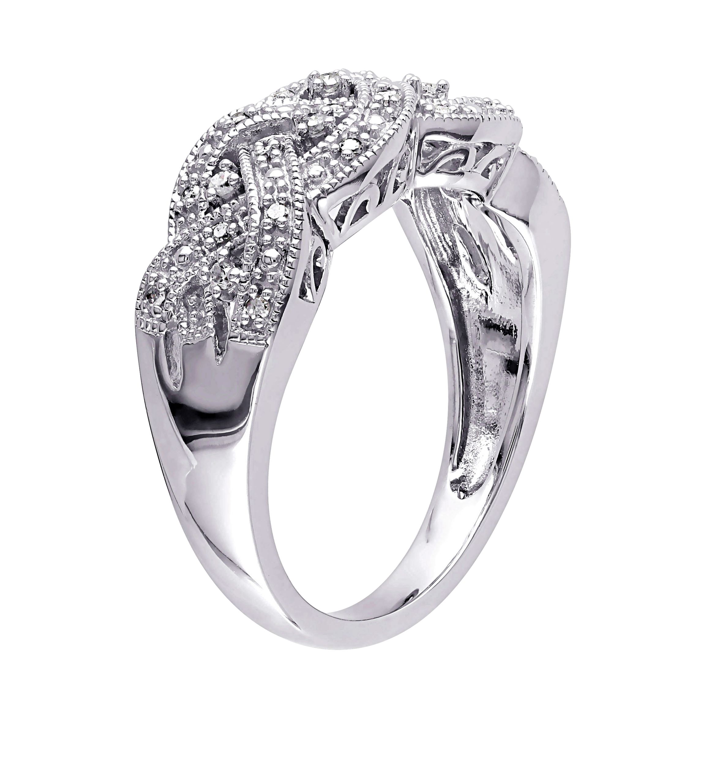 Diamond Braided Ring in Sterling Silver