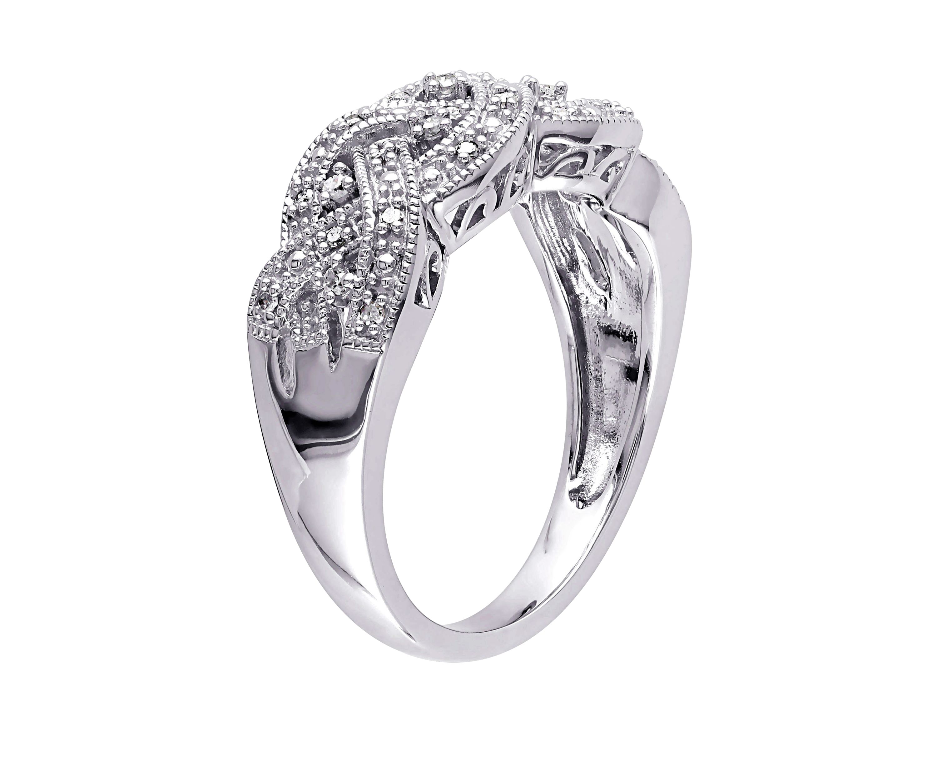 Diamond Braided Ring in Sterling Silver