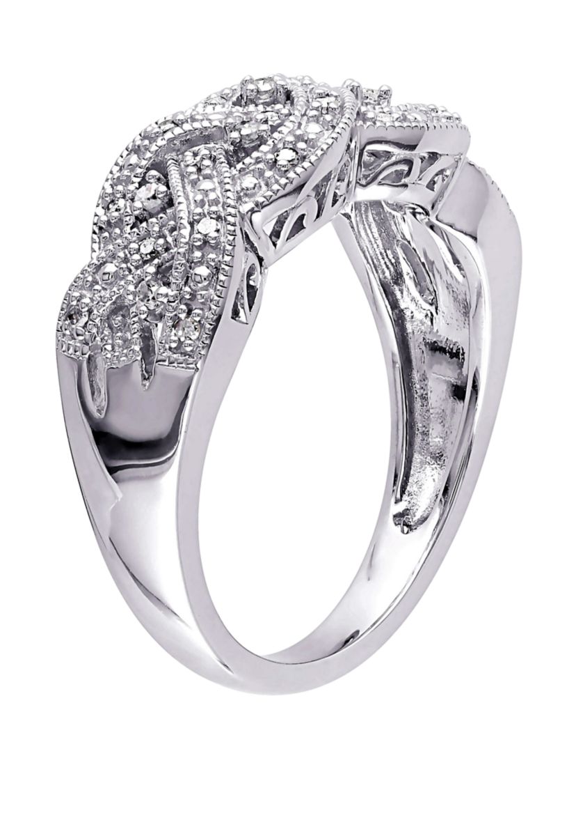 Diamond Braided Ring in Sterling Silver