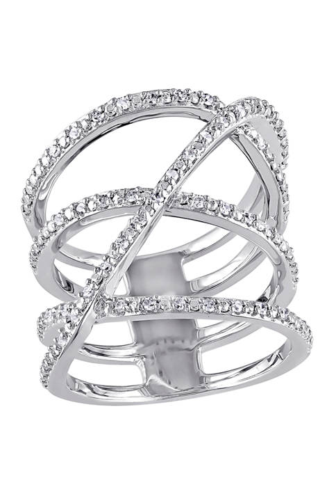 Diamond Crossover Ring in Sterling Silver