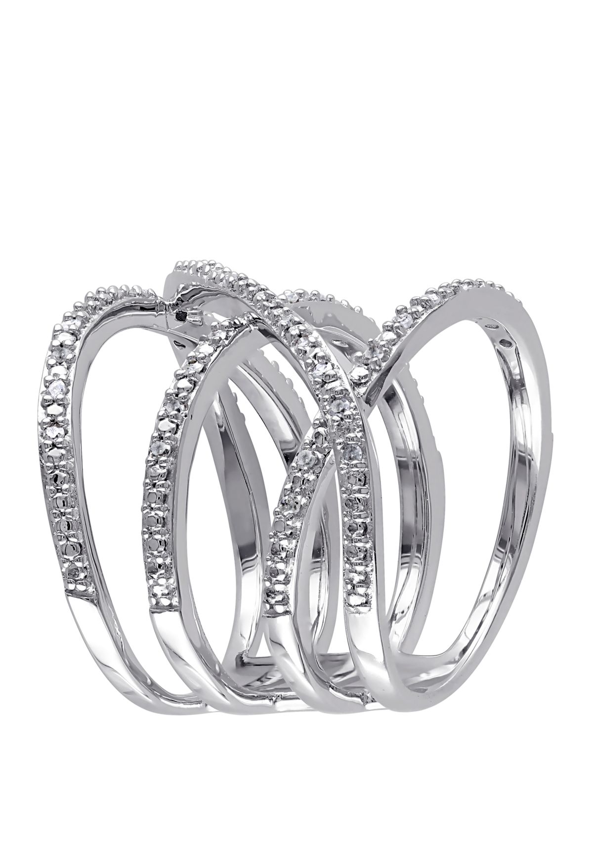 Diamond Crossover Ring in Sterling Silver