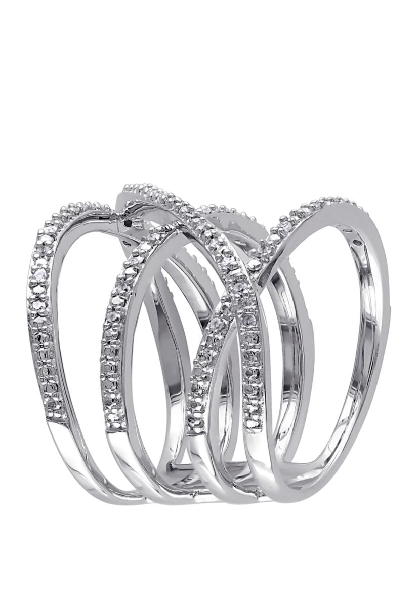 Diamond Crossover Ring in Sterling Silver