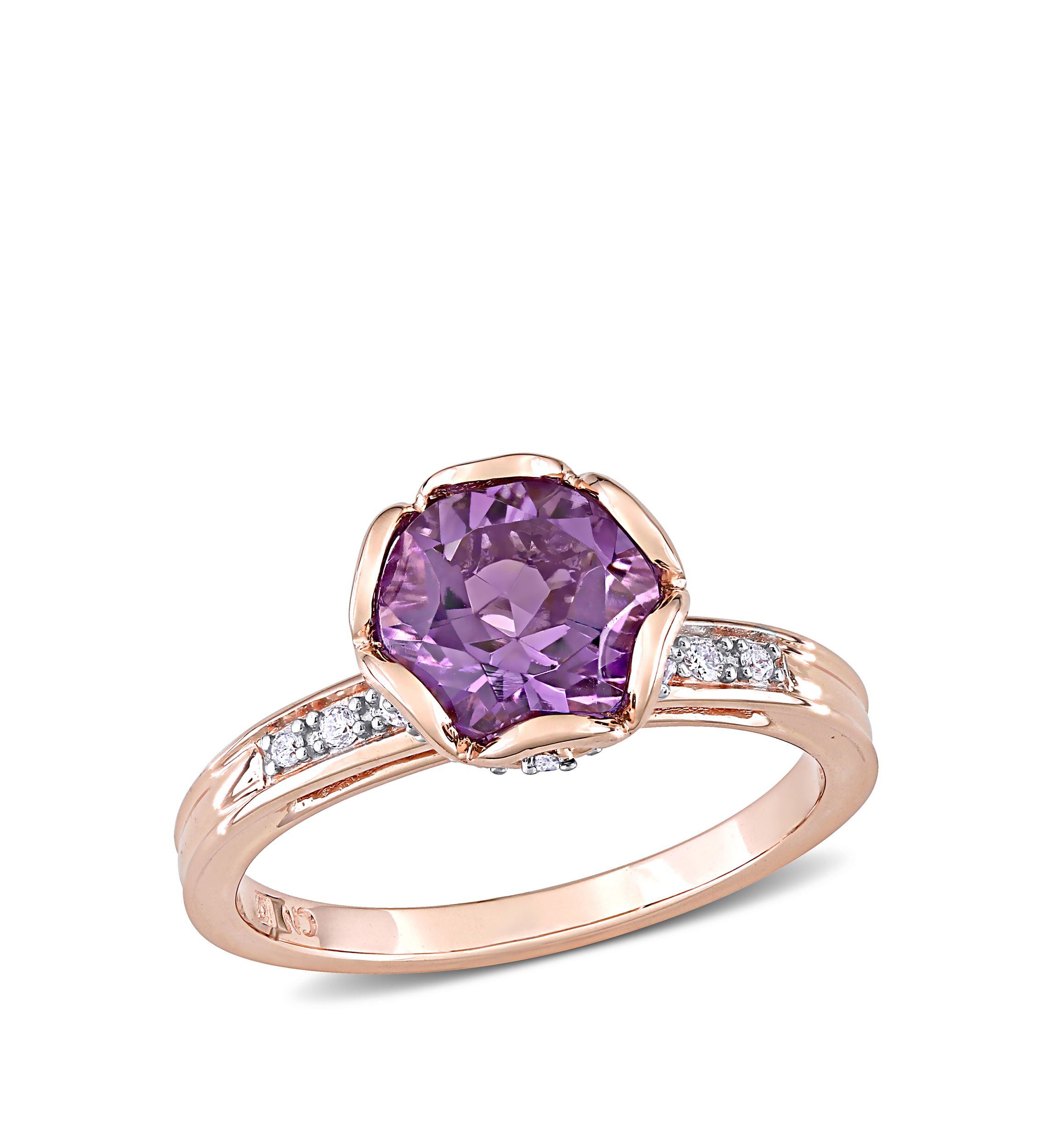 Amethyst and Diamond Floral Ring