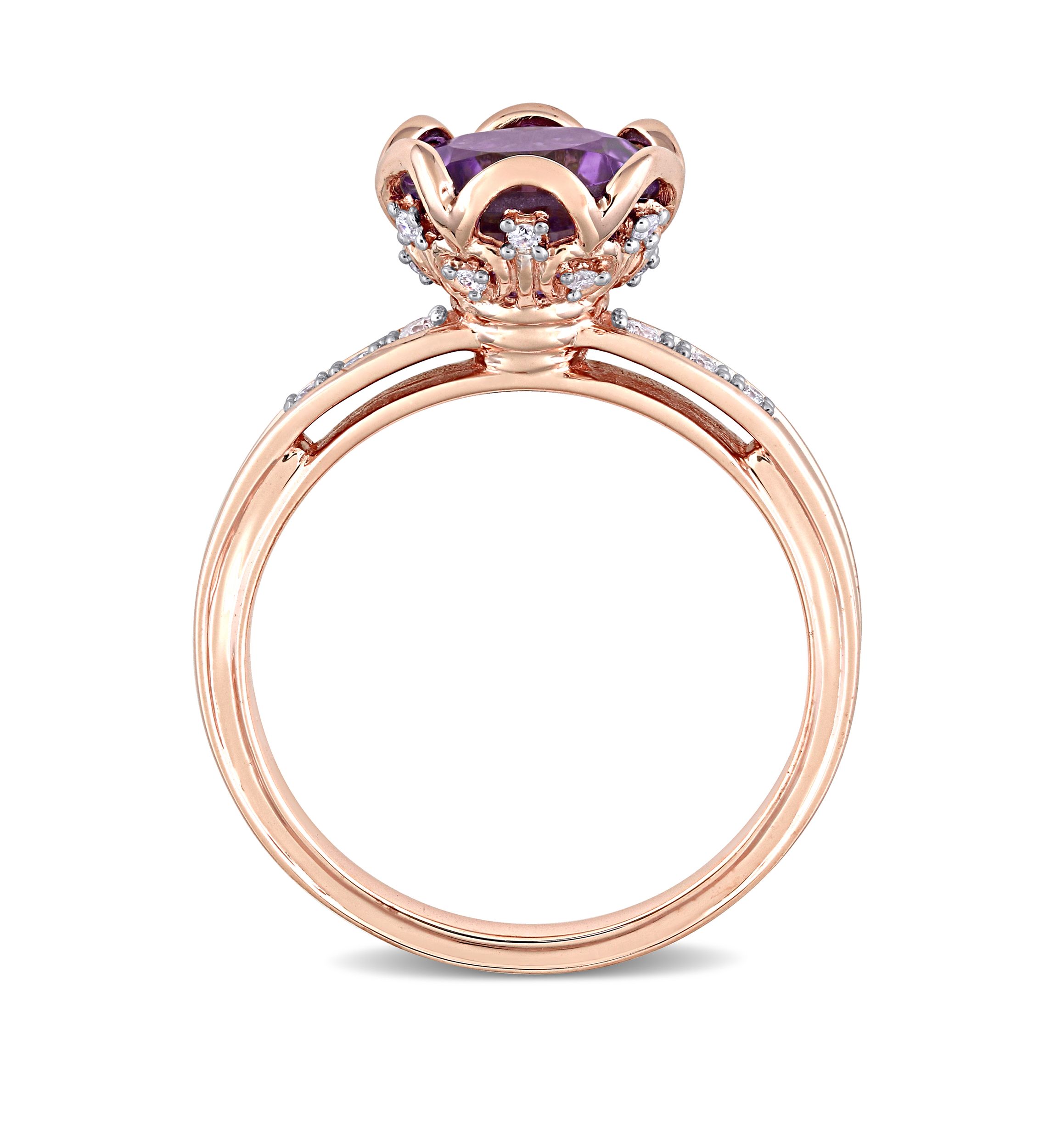 Amethyst and Diamond Floral Ring