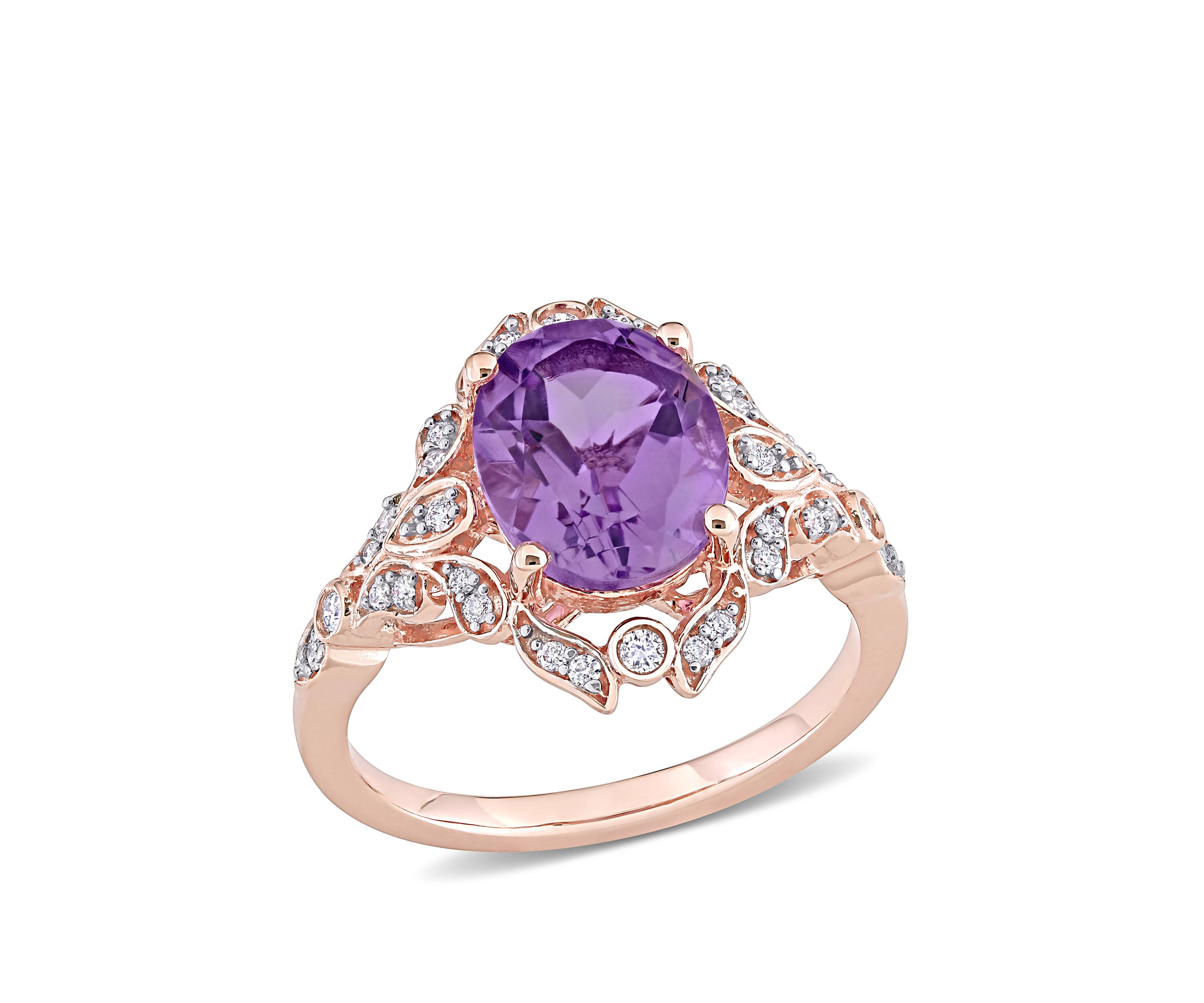 Belk & Co. 2.2 ct. t.w. Amethyst and 1/5 ct. t.w. Diamond Vintage Ring ...