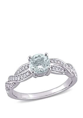 Belk  Co 34 ct tw Aquamarine and 14 ct tw Diamond Infinity Ring White 8