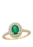 3/4 ct. t.w Emerald and 1/3 ct. t.w. Diamond Double Halo Ring in 14K Yellow Gold 