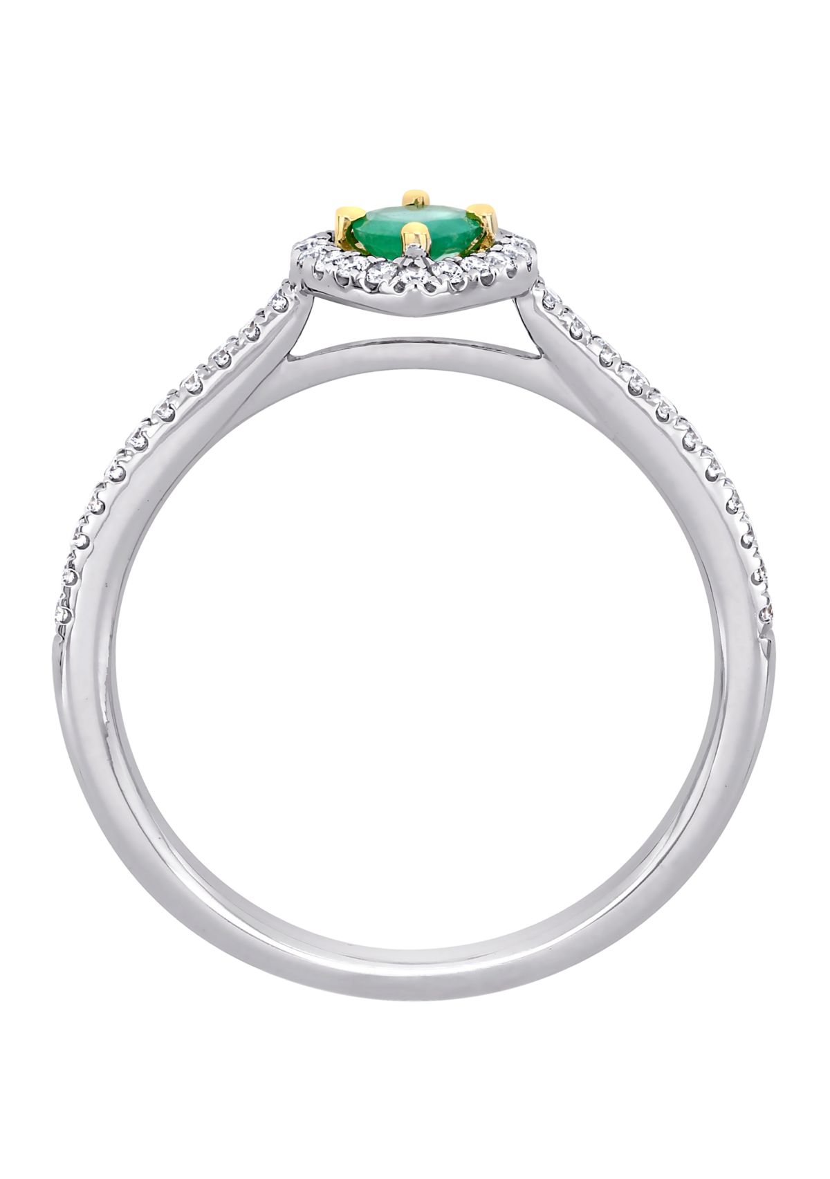 Emerald and Diamond Halo Ring