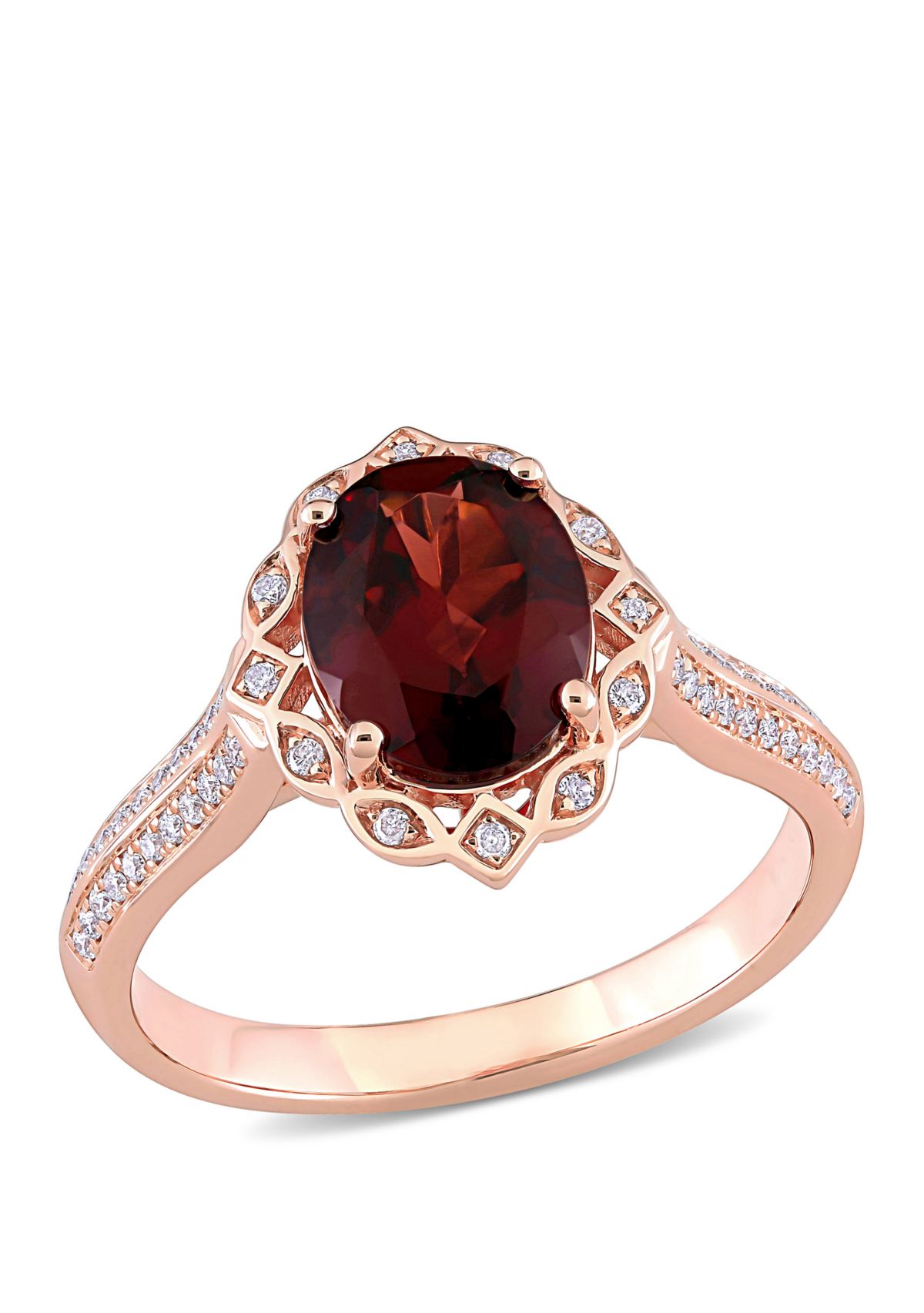 Belk & Co. 2 ct. t.w. Garnet and 1/6 ct. t.w. Diamond Vintage Flower ...