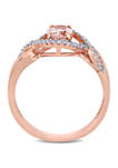 3/4 ct. t.w. Morganite and 1/6 ct. t.w. Diamond Crossover Ring in 10K Rose Gold 