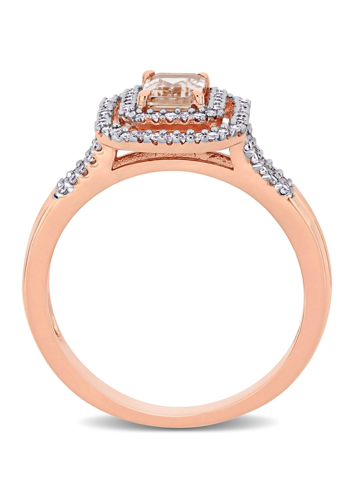 Belk & Co. 3/5 ct. t.w. Morganite and 1/4 ct. t.w. Diamond Double Halo ...