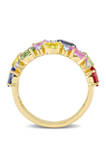 3 ct. t.w. Multi-Color Sapphire Semi-Eternity Ring in 14k Yellow Gold