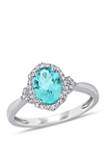 1.33 ct. t.w. Apatite and 1/8 ct. t.w. Diamond Halo Ring in 10k White Gold