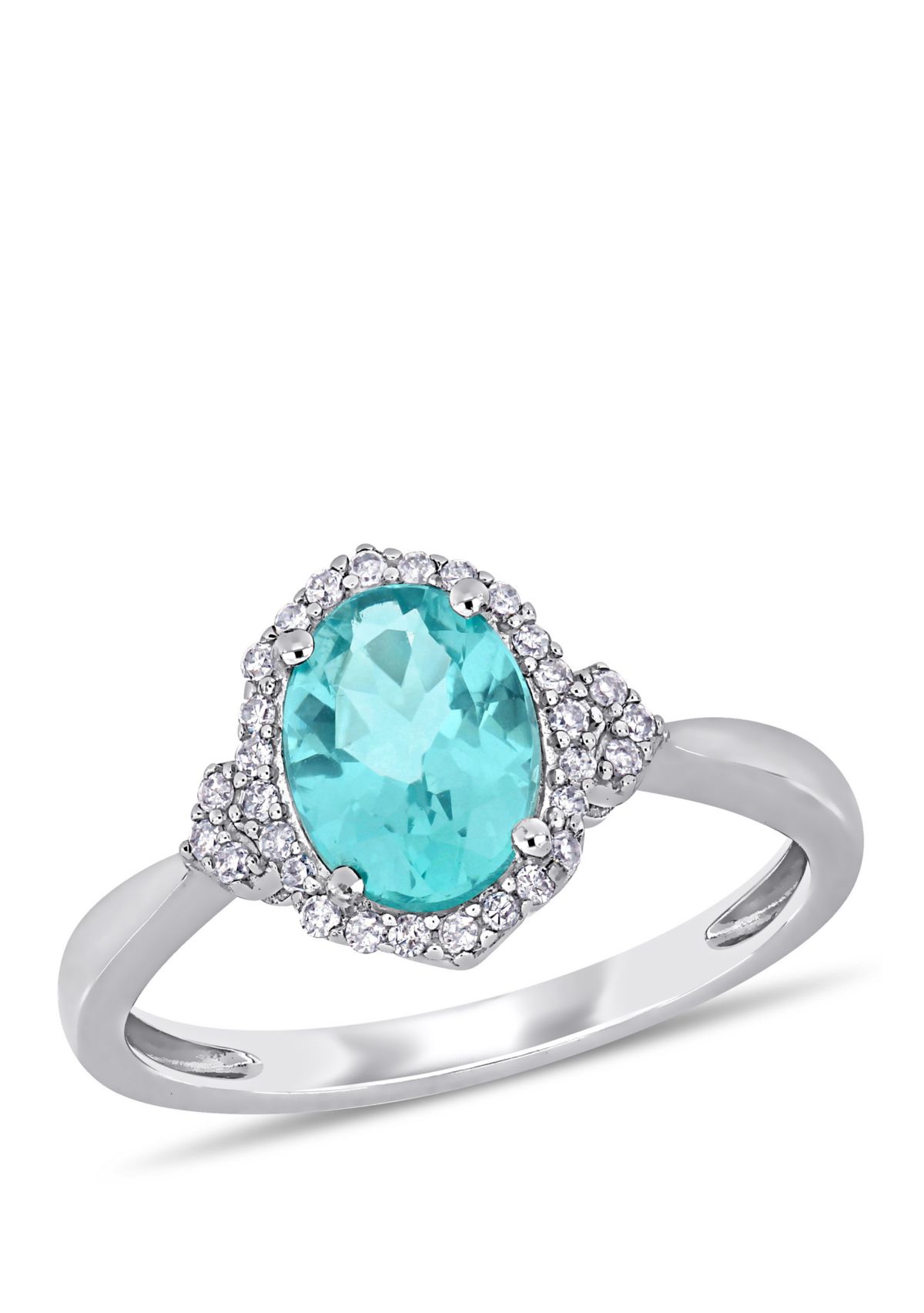 1.33 ct. t.w. Apatite and 1/8 ct. t.w. Diamond Halo Ring in 10k White Gold