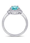 1.33 ct. t.w. Apatite and 1/8 ct. t.w. Diamond Halo Ring in 10k White Gold