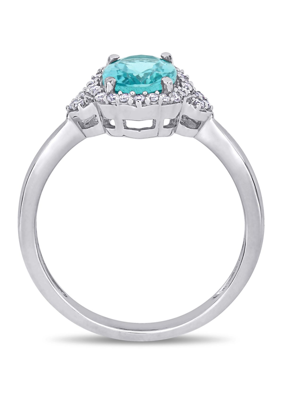 1.33 ct. t.w. Apatite and 1/8 ct. t.w. Diamond Halo Ring in 10k White Gold