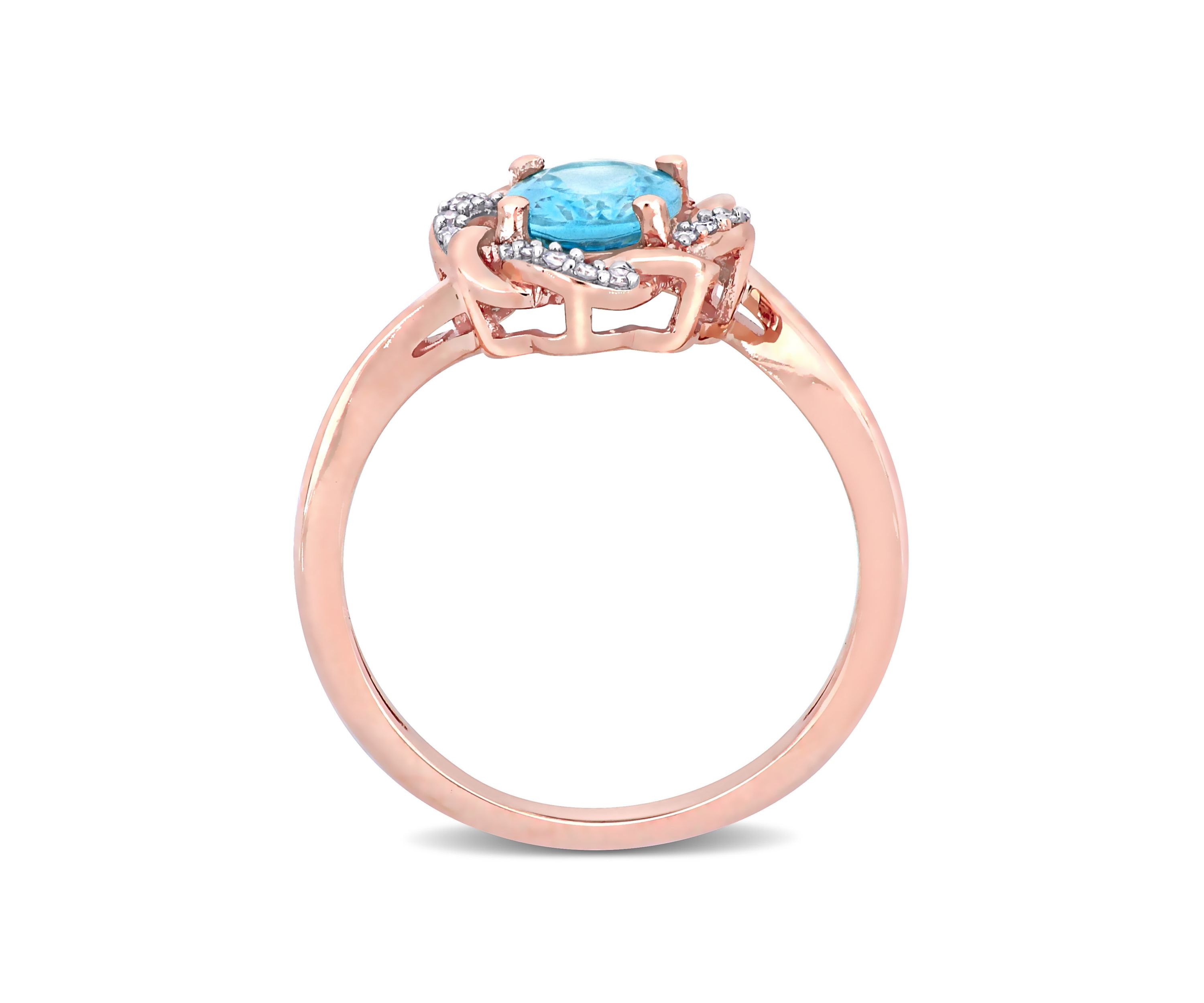 1.33 ct. t.w. Apatite and 1/10 ct. t.w. Diamond Twisted Halo Ring in 10k Rose Gold