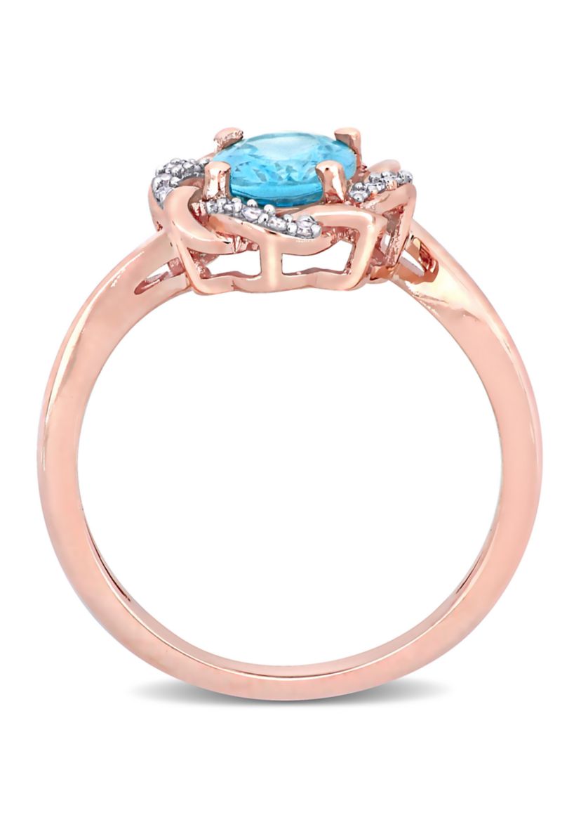 1.33 ct. t.w. Apatite and 1/10 ct. t.w. Diamond Twisted Halo Ring in 10k Rose Gold
