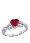 1.75 ct. t.w. Ruby and 1/4 ct. t.w. Diamond Heart Infinity Ring in 14K White and Rose Gold 