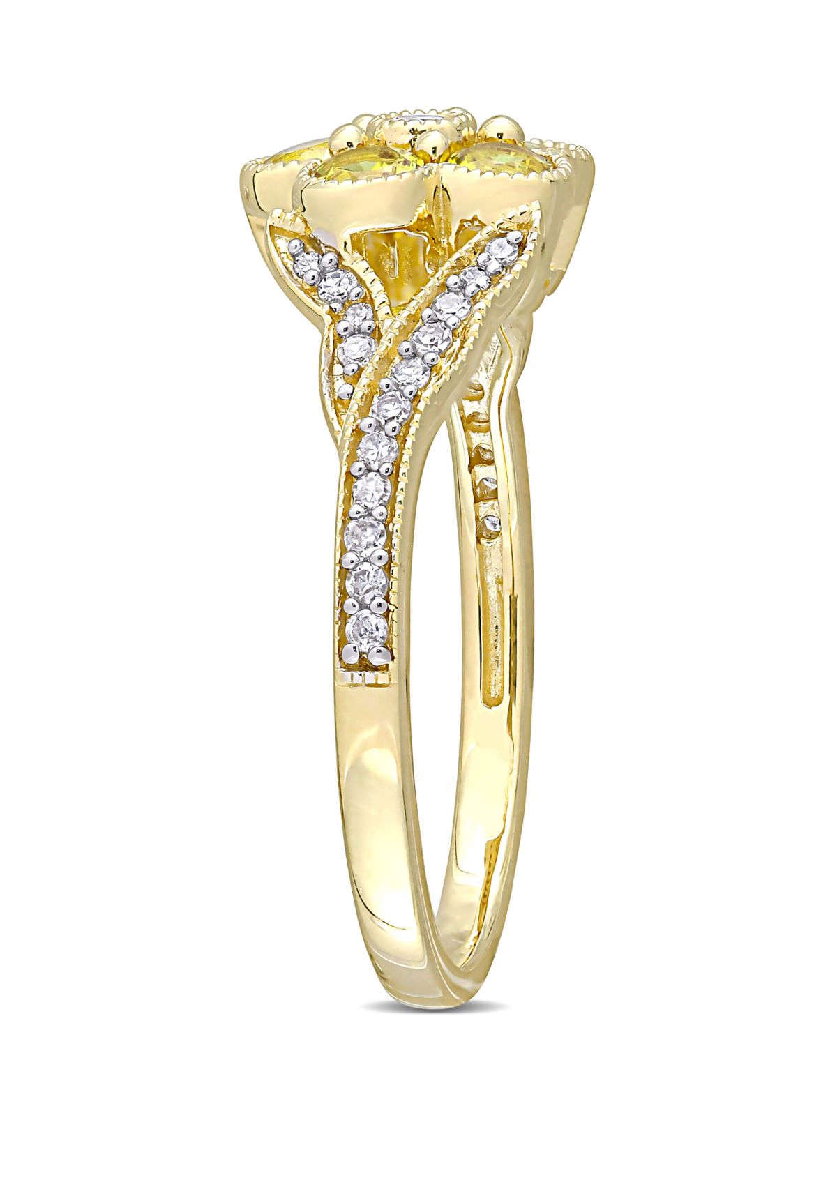 5/8 ct. t.w. Yellow Sapphire and 1/6 ct. t.w. Diamond Floral Engagement Ring in 10k Yellow Gold