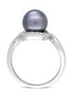 1/10 ct. t.w. Diamond and 8.5 to 9 Millimeter Cultured Tahitian Pearl Accent Ring in 14k White Gold