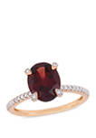 2.88 ct. t.w. Garnet and 1/10 ct. t.w. Diamond Oval Ring in 10k Rose Gold