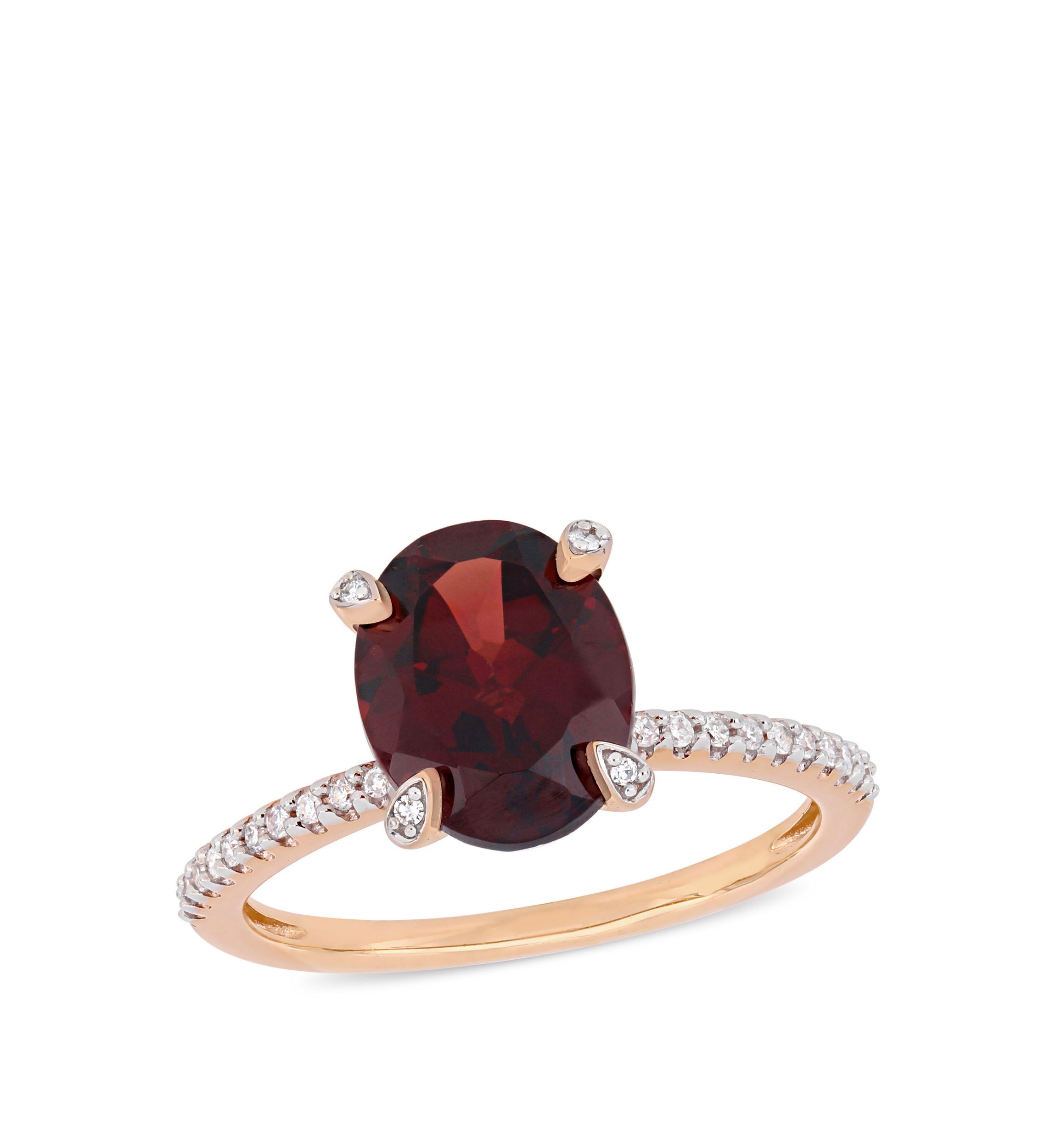 2.88 ct. t.w. Garnet and 1/10 ct. t.w. Diamond Oval Ring in 10k Rose Gold