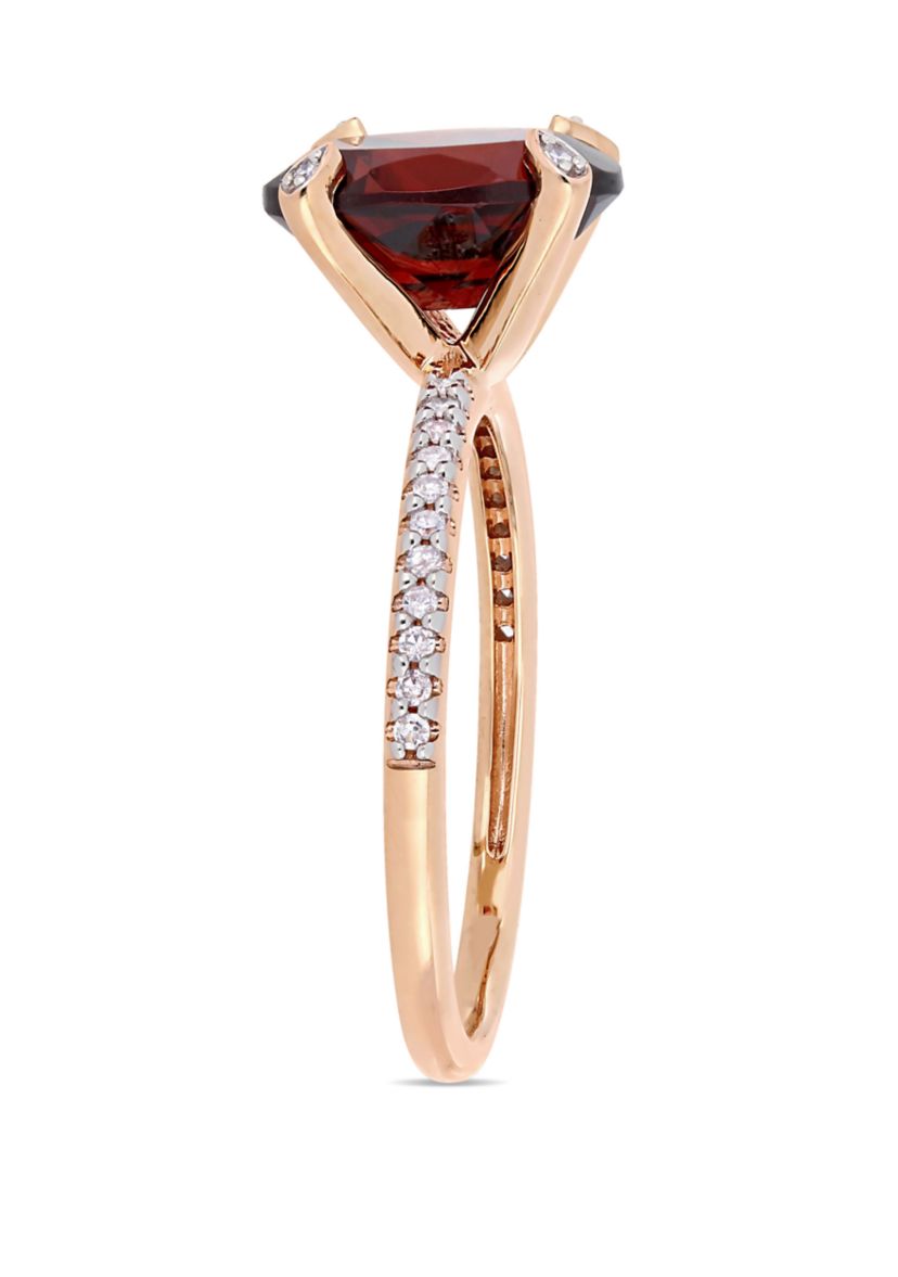 2.88 ct. t.w. Garnet and 1/10 ct. t.w. Diamond Oval Ring in 10k Rose Gold