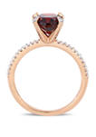 2.88 ct. t.w. Garnet and 1/10 ct. t.w. Diamond Oval Ring in 10k Rose Gold