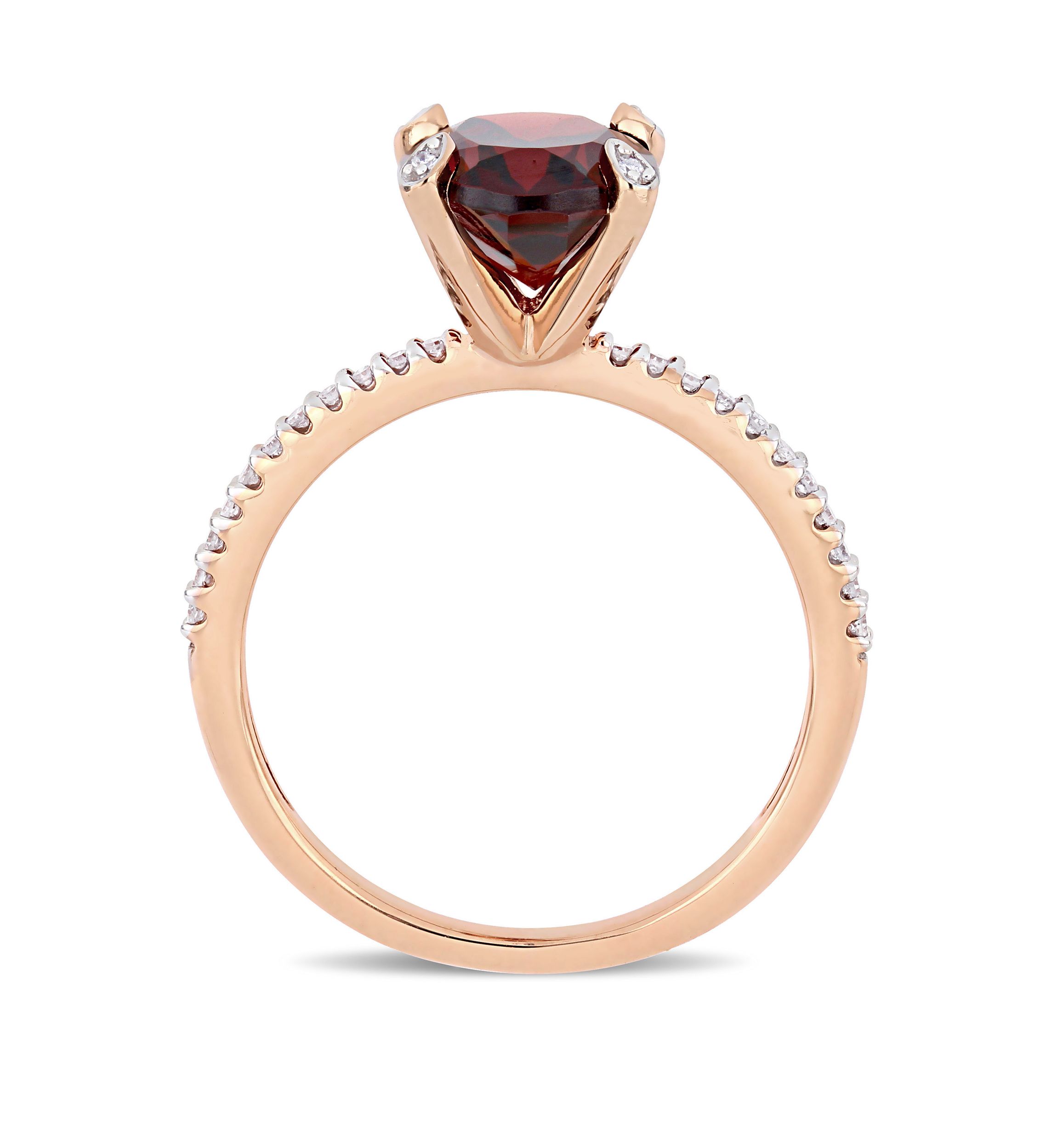 2.88 ct. t.w. Garnet and 1/10 ct. t.w. Diamond Oval Ring in 10k Rose Gold