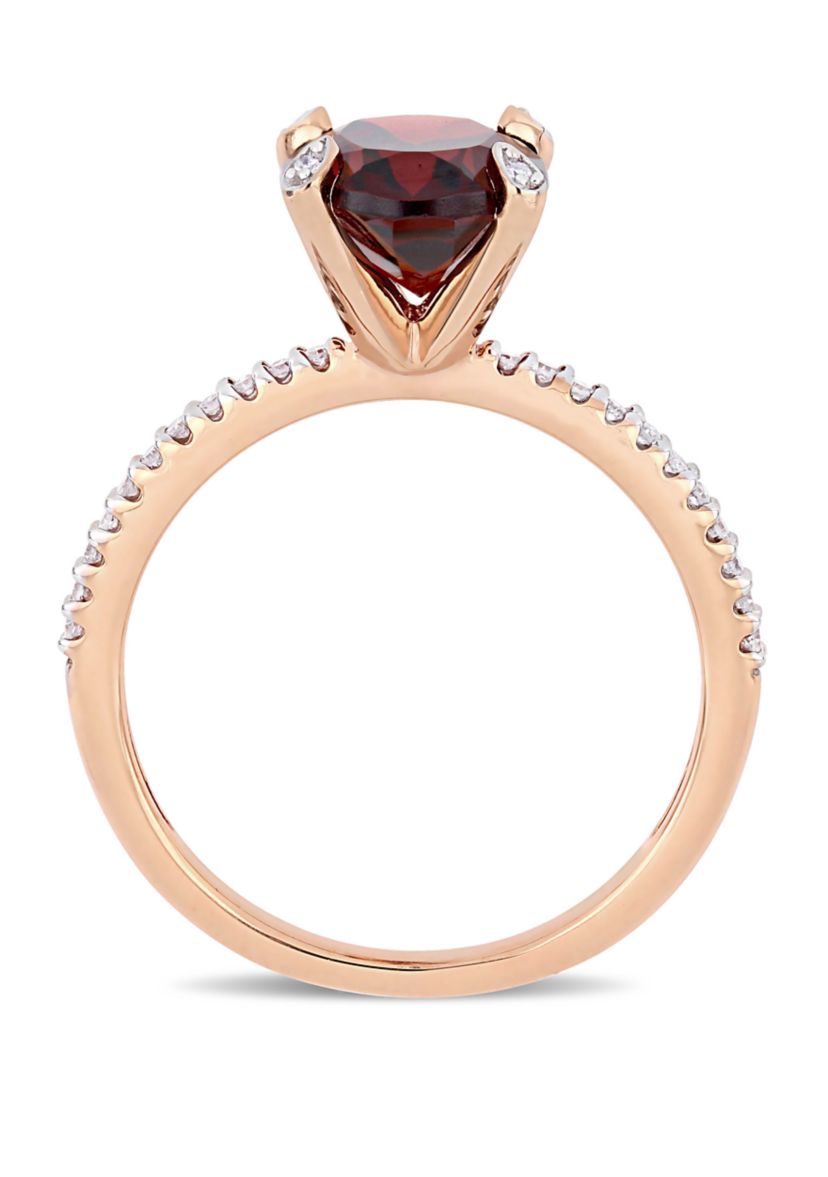 2.88 ct. t.w. Garnet and 1/10 ct. t.w. Diamond Oval Ring in 10k Rose Gold