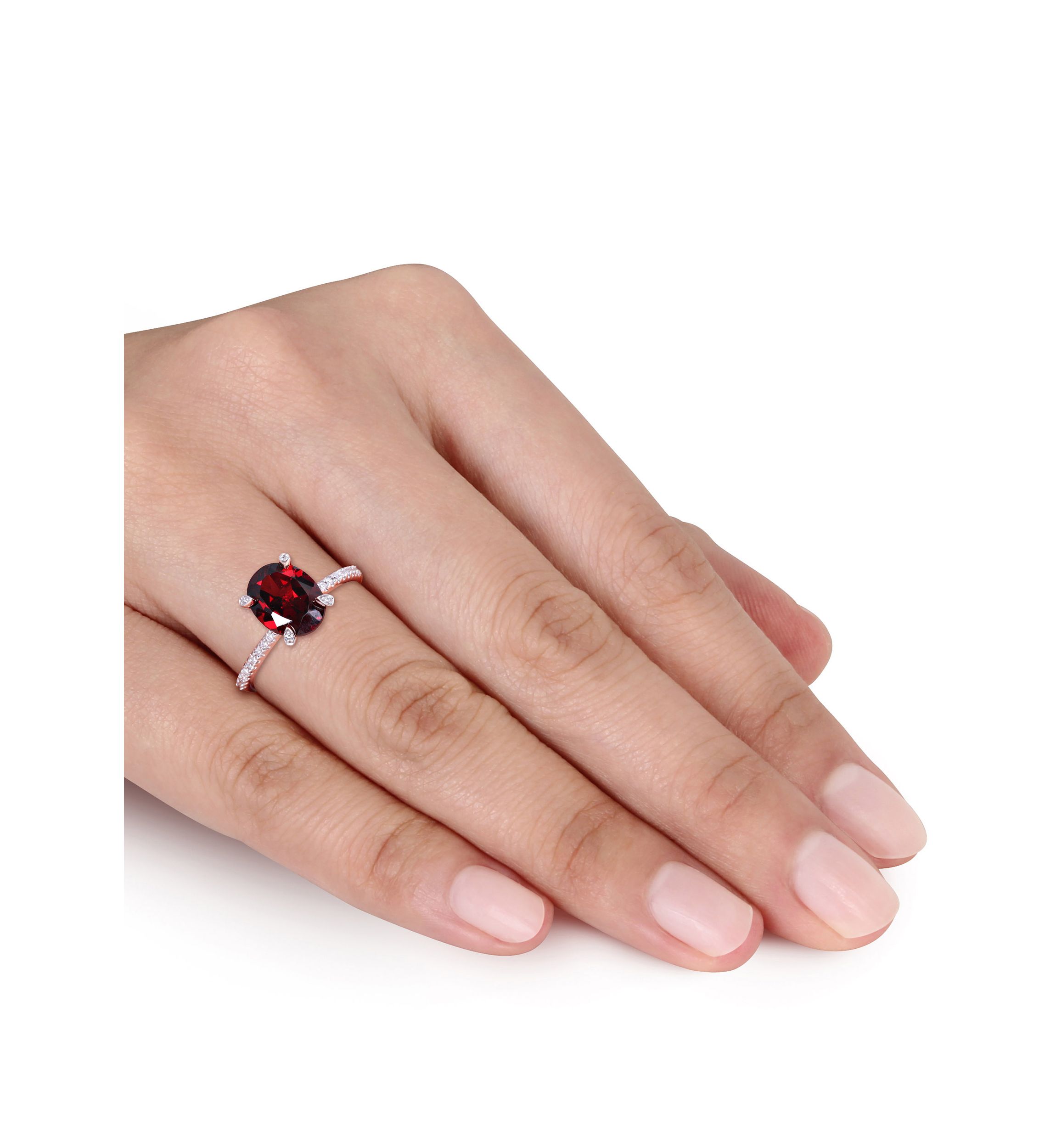 2.88 ct. t.w. Garnet and 1/10 ct. t.w. Diamond Oval Ring in 10k Rose Gold