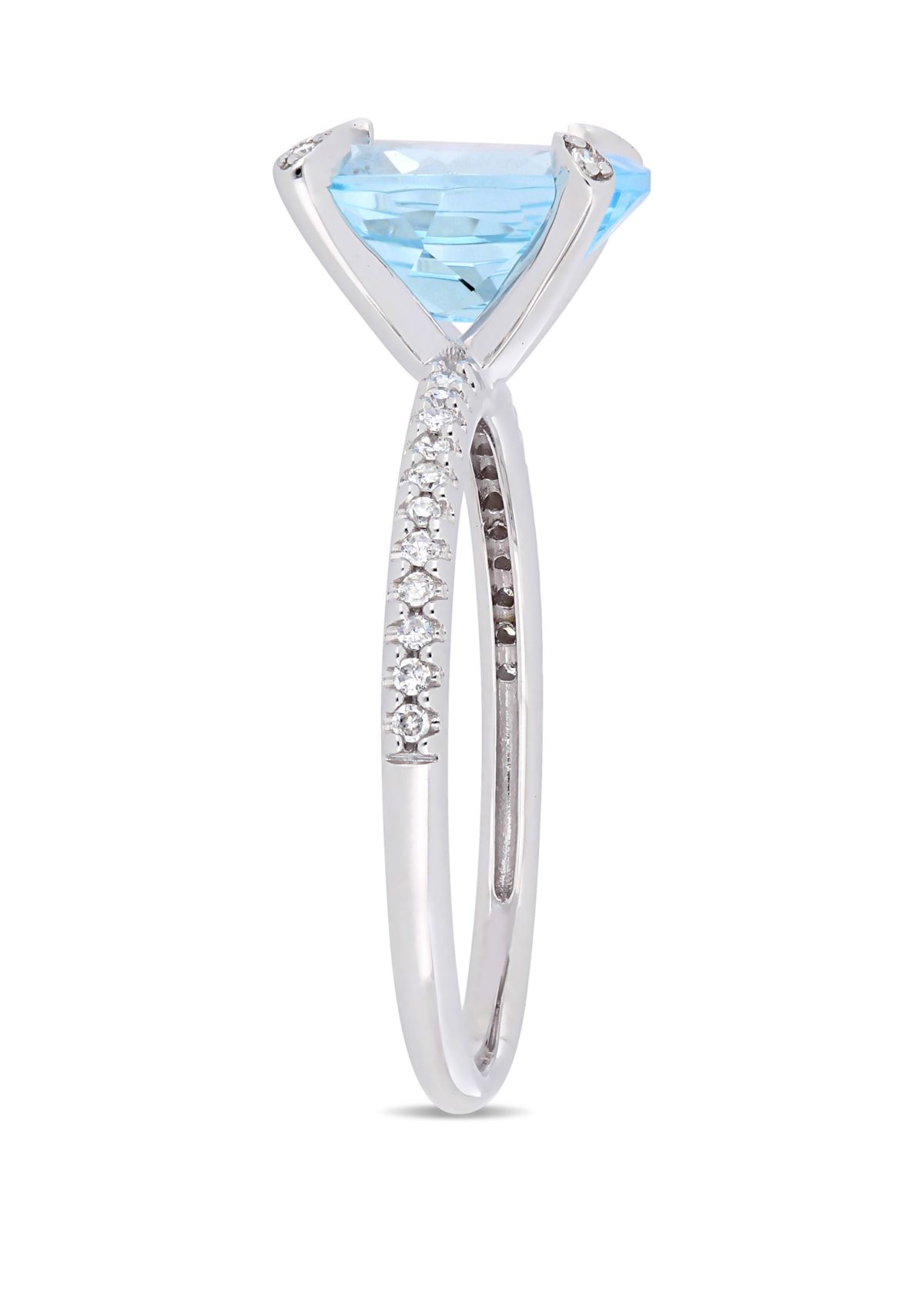 3.8 ct. t.w. Blue Topaz and 1/10 ct. t.w. Diamond Oval Ring in 10k White Gold