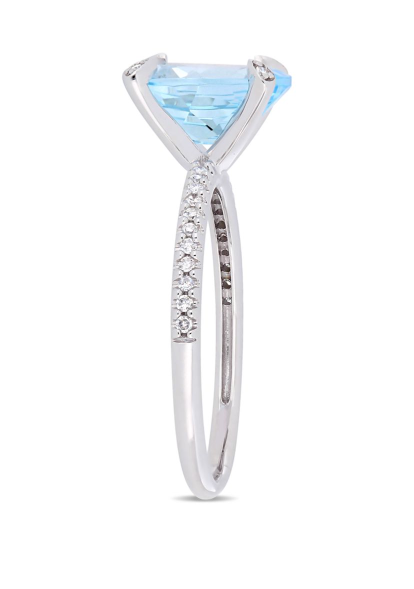 3.8 ct. t.w. Blue Topaz and 1/10 ct. t.w. Diamond Oval Ring in 10k White Gold