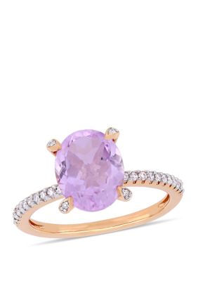 Belk & Co 2.38 Ct. T.w. Pink Amethyst And 1/10 Ct. T.w. Diamond Oval Ring In 10K Rose Gold