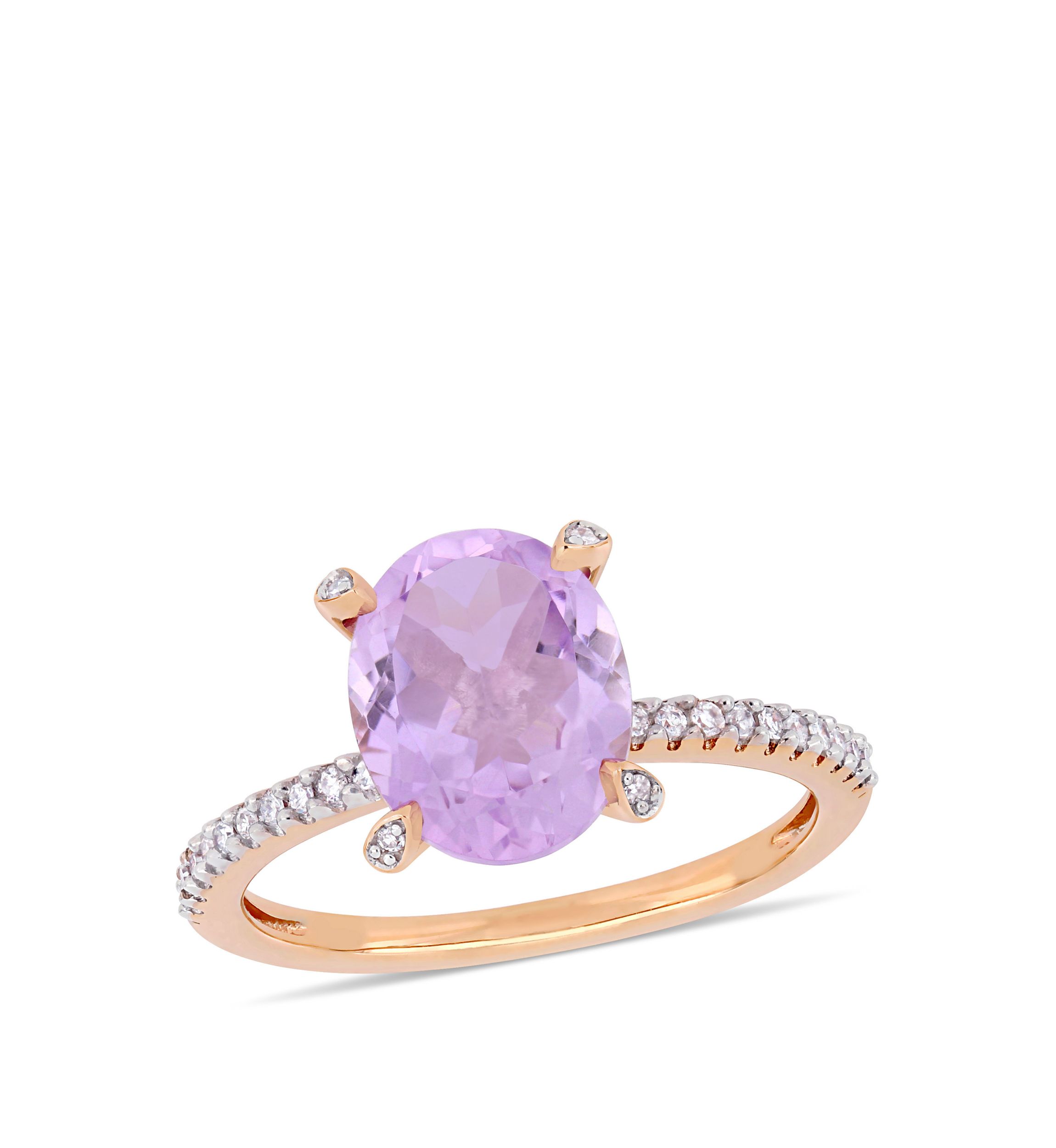 2.38 ct. t.w. Pink Amethyst and 1/10 ct. t.w. Diamond Oval Ring in 10k Rose Gold
