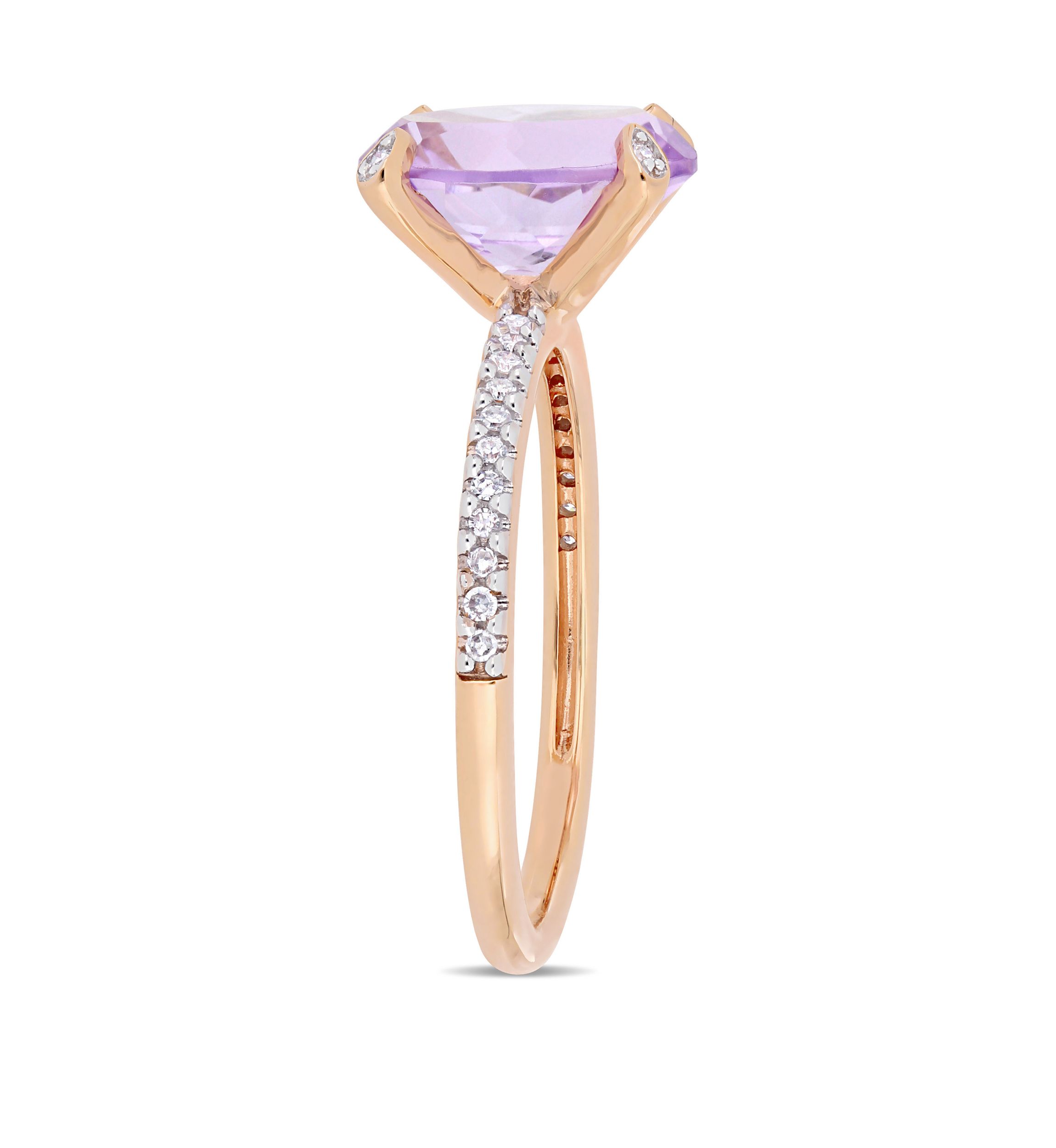 2.38 ct. t.w. Pink Amethyst and 1/10 ct. t.w. Diamond Oval Ring in 10k Rose Gold