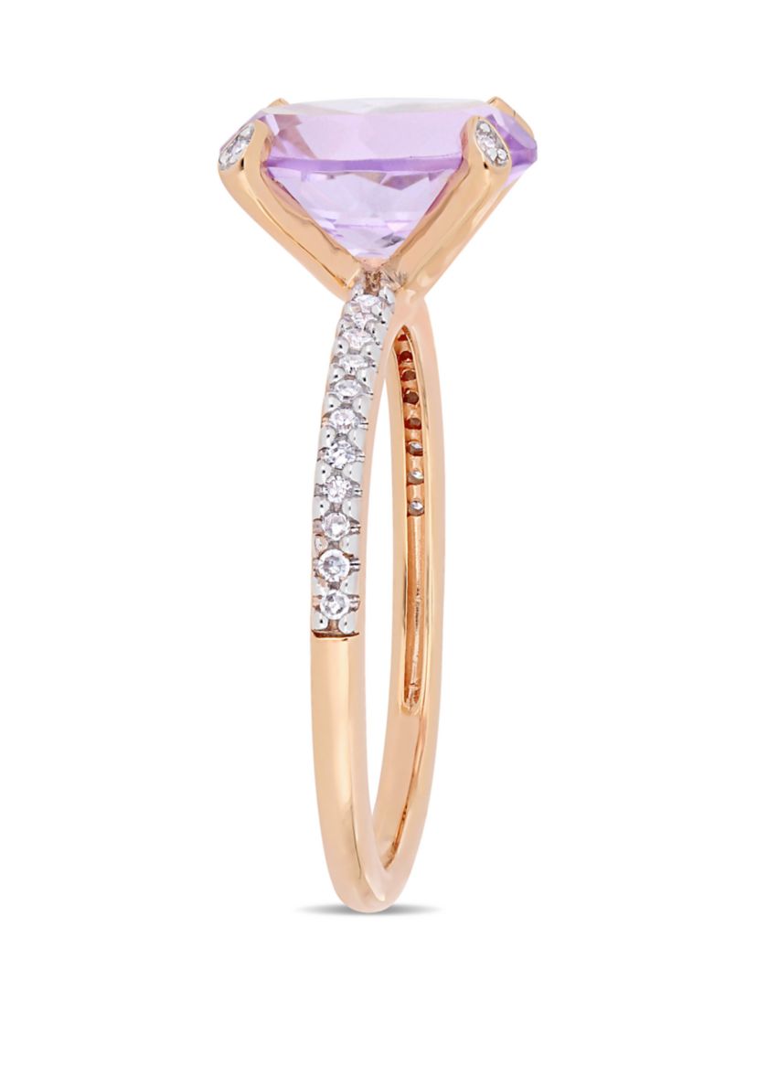 2.38 ct. t.w. Pink Amethyst and 1/10 ct. t.w. Diamond Oval Ring in 10k Rose Gold