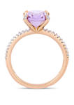 2.38 ct. t.w. Pink Amethyst and 1/10 ct. t.w. Diamond Oval Ring in 10k Rose Gold